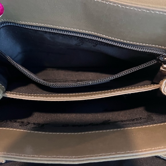 Salvatore Ferragamo Canvas Navy Green Handbag Authentic - Picture 14 of 15